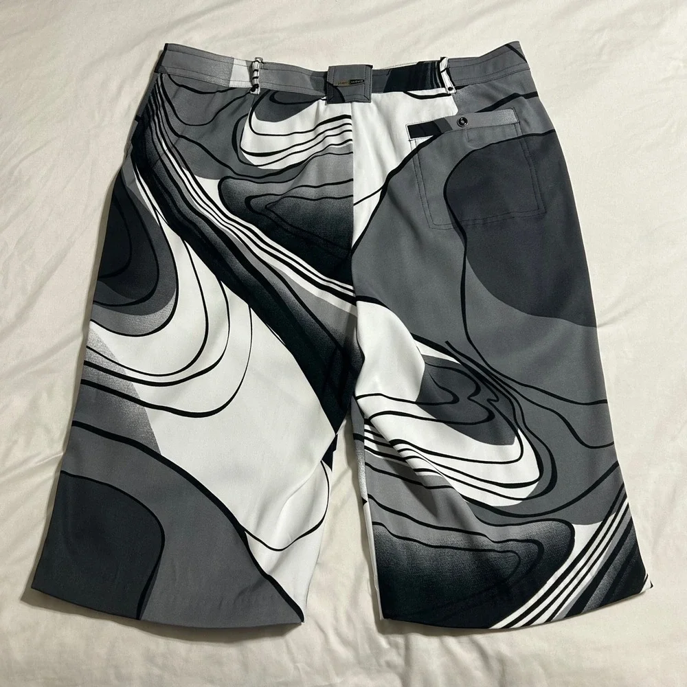 Jamie Sadock Womens Gray Abstract Geometric Golf Shorts Size 14 Black White - Picture 10 of 12
